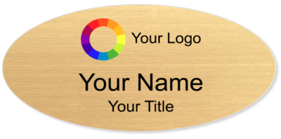 Gold Name Badges with Magnet- Metal - Oval