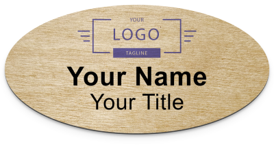 Oval Wheat Real Wood Name Badge