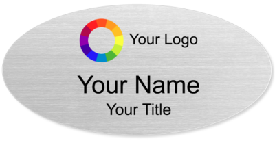 Premium Name Badges with Magnet - Silver - Oval